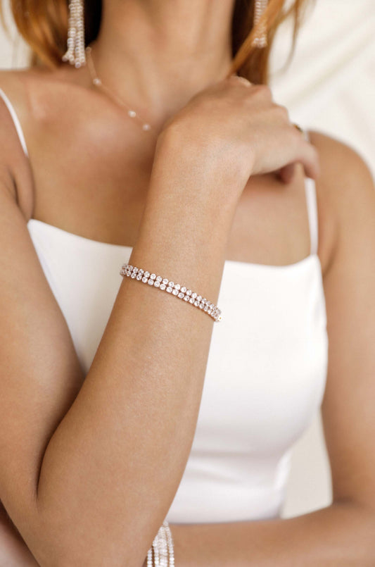 Crystal Double Layered Tennis Bracelet - elizabeth + Bern