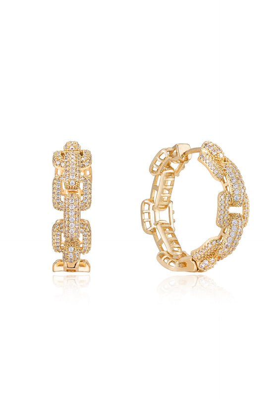 Crystal Chain Link Hoops - elizabeth + Bern