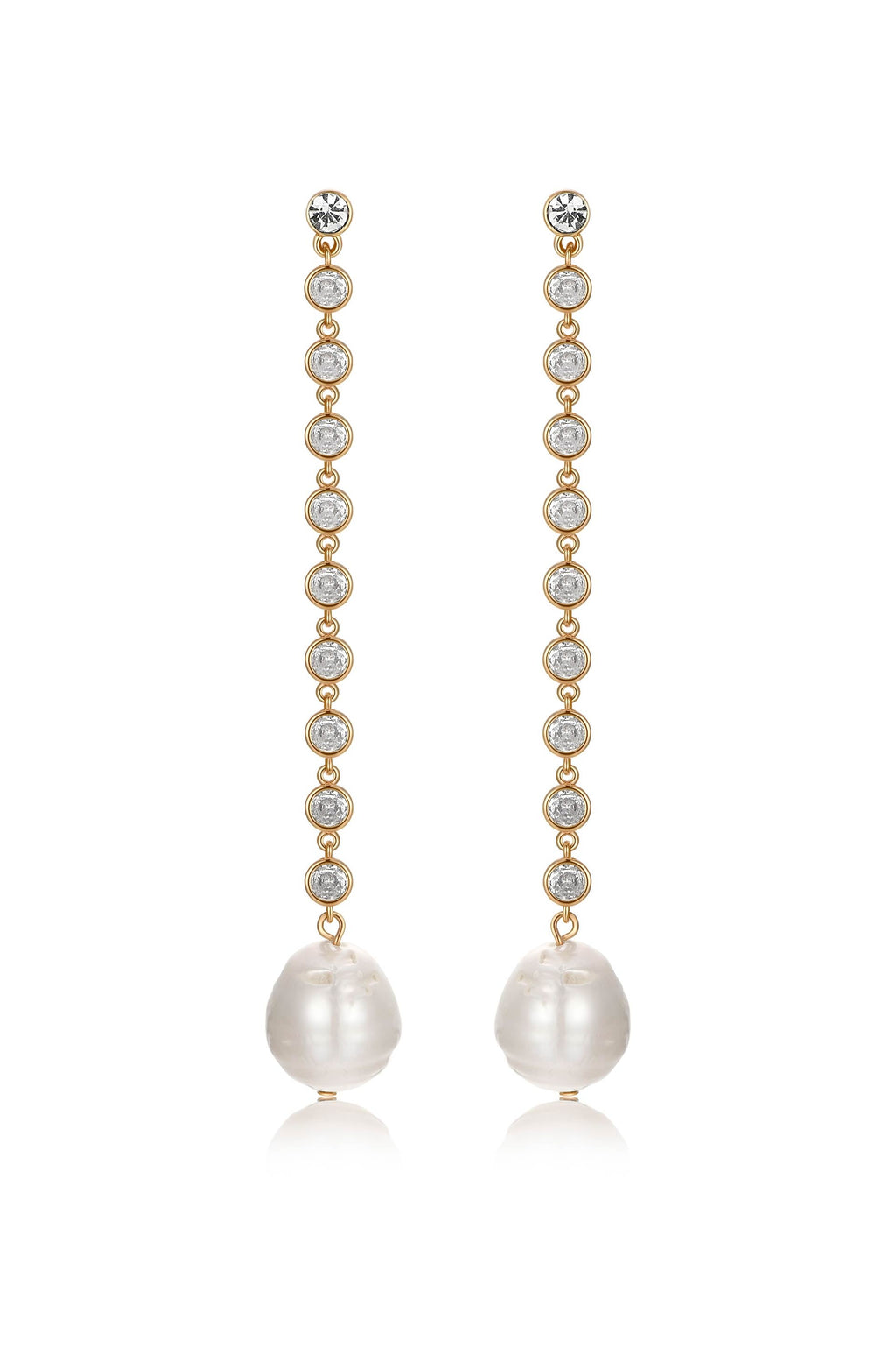Crystal Chain Pearl Drop Earrings
