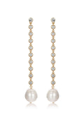 Crystal Chain Pearl Drop Earrings
