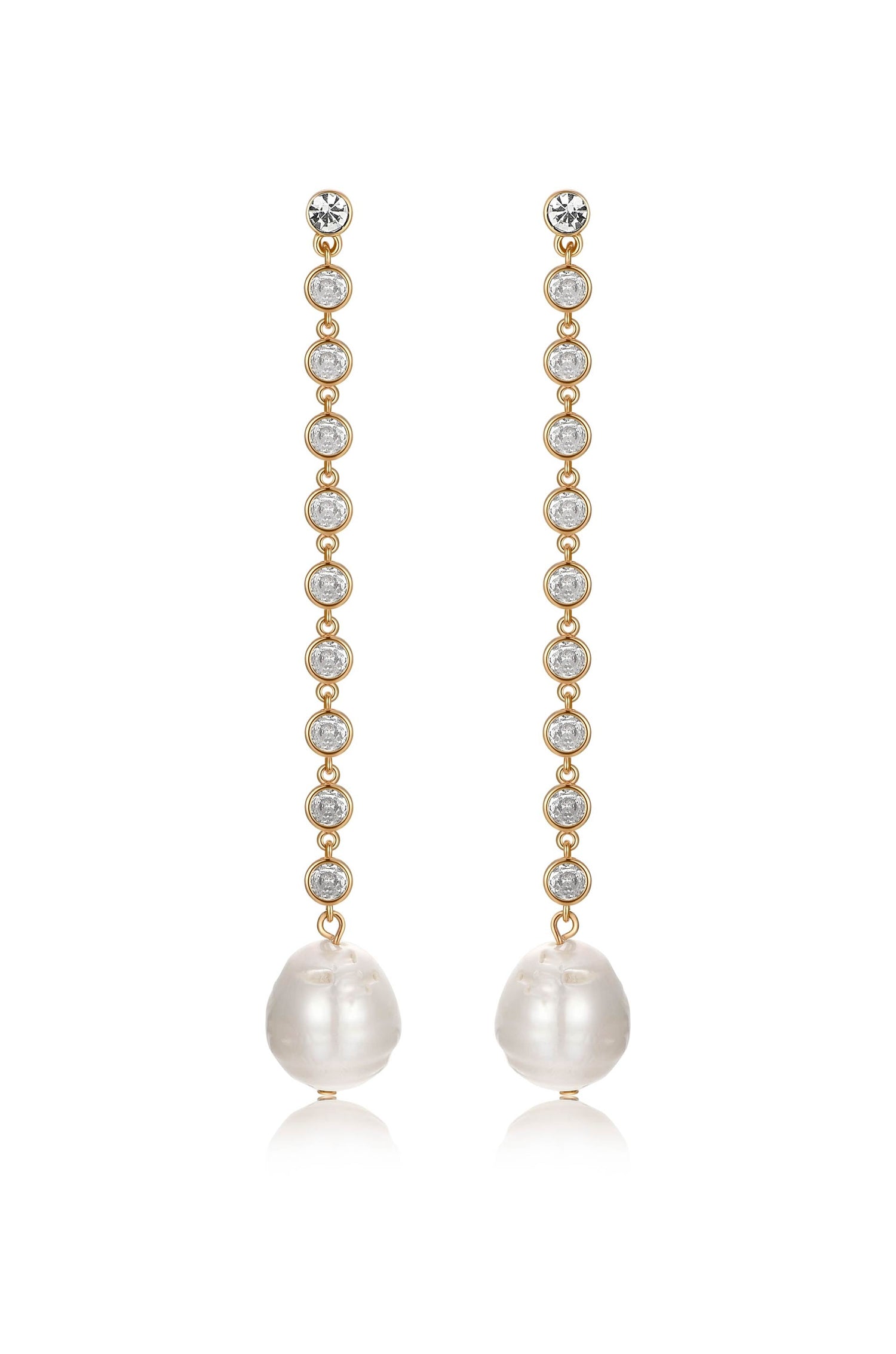 Crystal Chain Pearl Drop Earrings