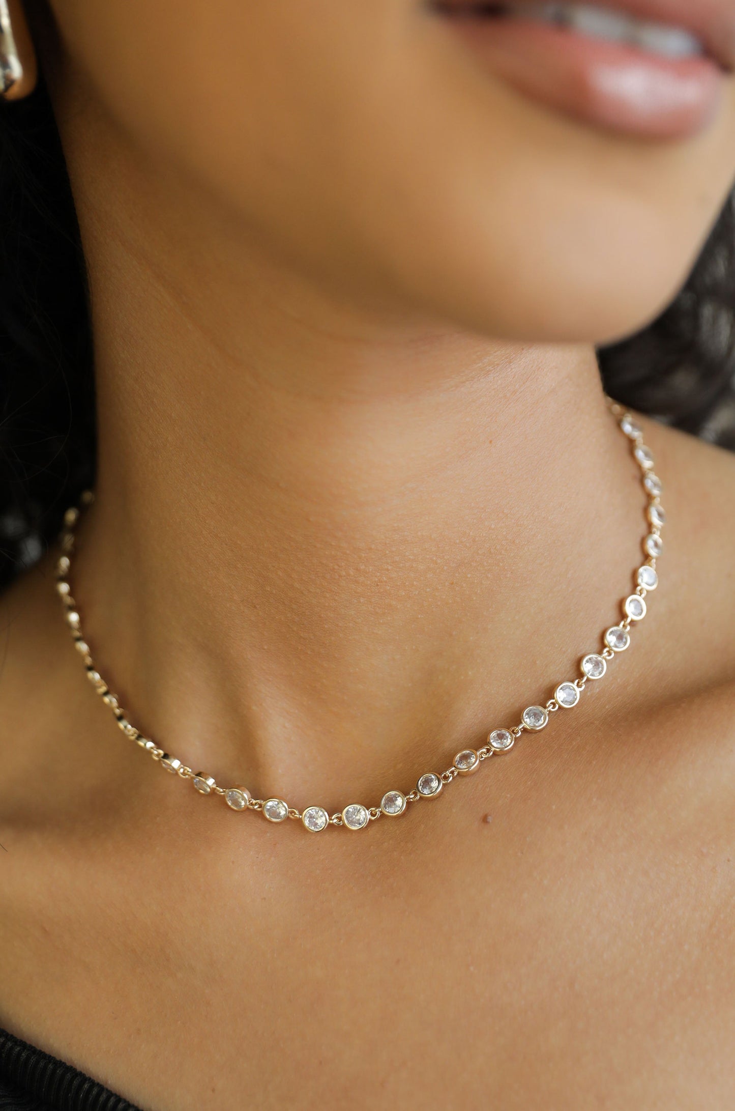 Crystal Disc and Link Necklace - elizabeth + Bern