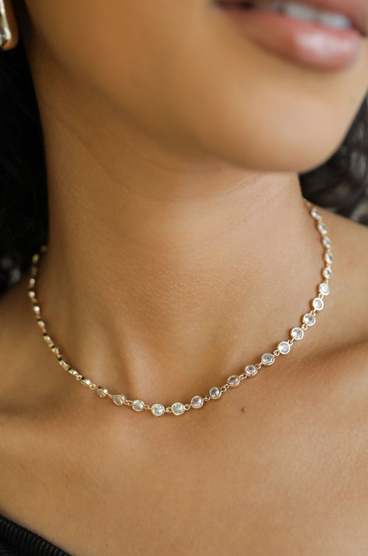 Crystal Disc and Link Necklace - elizabeth + Bern
