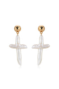 Organic Freshwater Pearl Cross Earrings