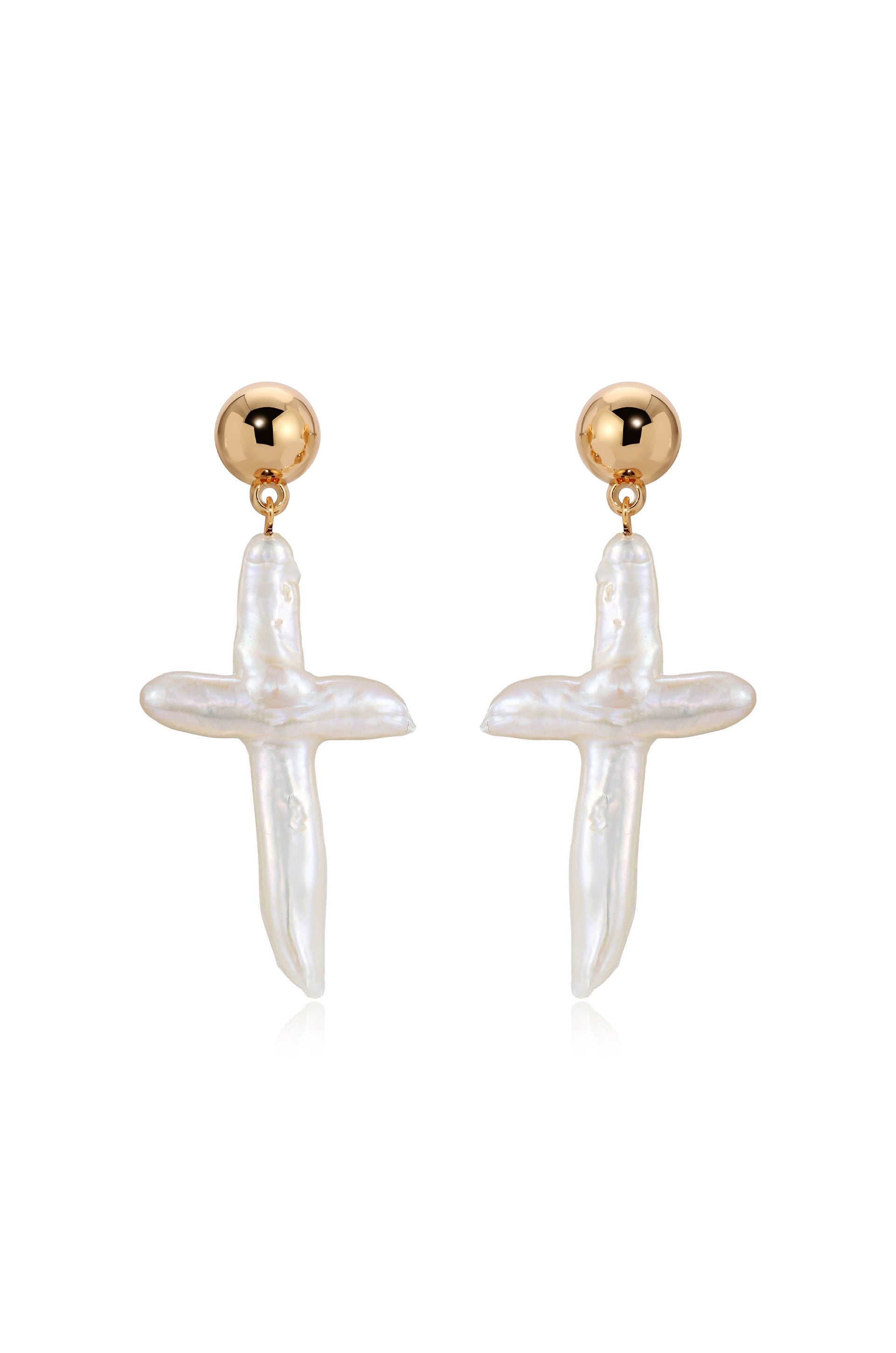 Organic Freshwater Pearl Cross Earrings
