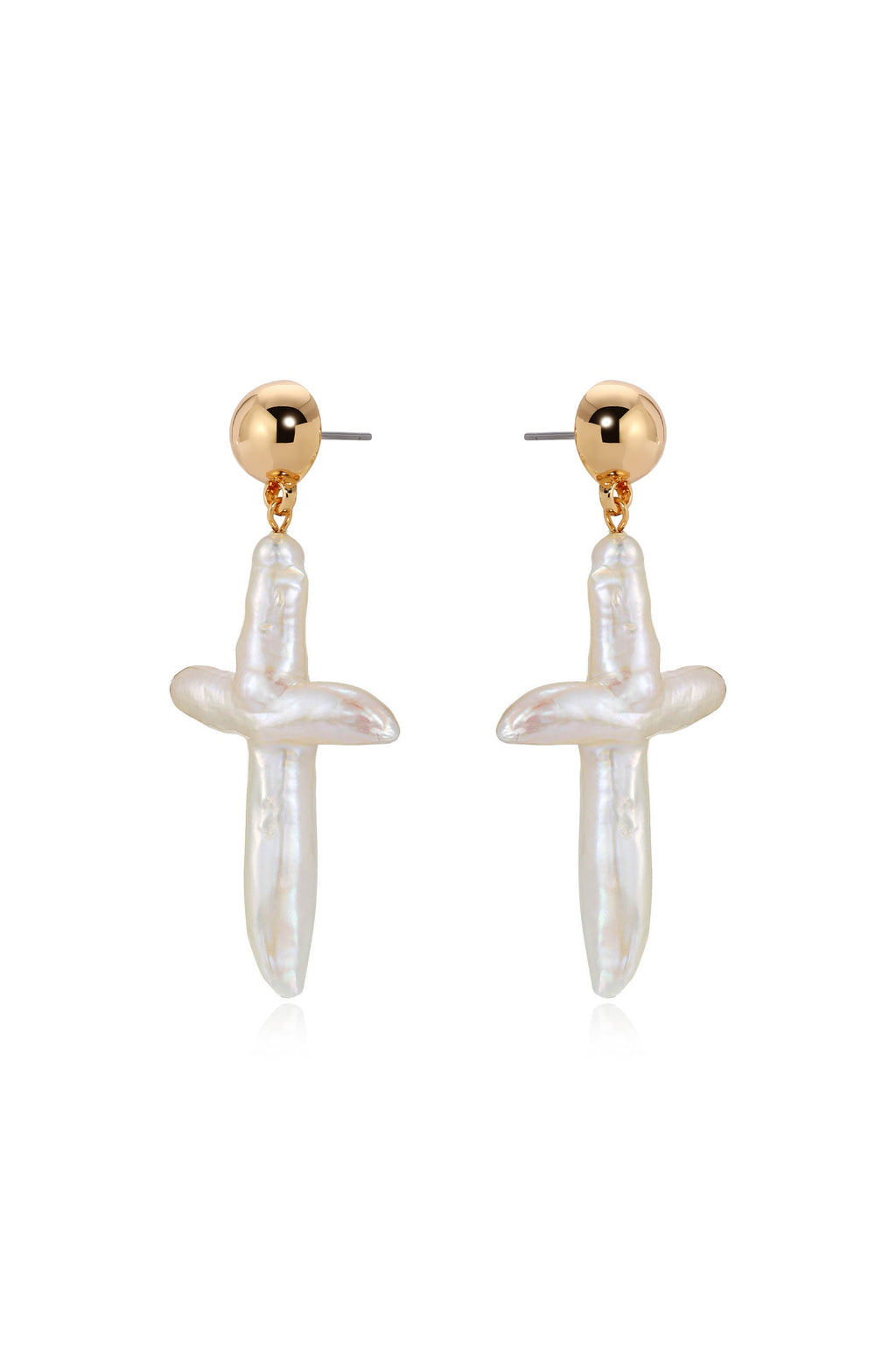 Organic Freshwater Pearl Cross Earrings