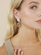 Rainbow Crystal Nugget & Pearl Earrings.