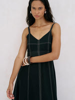 Eva maxi dress in black Turkish cotton with V-neckline, adjustable straps and hidden side pockets by The Handloom Eva Maxi Dress - Black - elizabeth + Bern