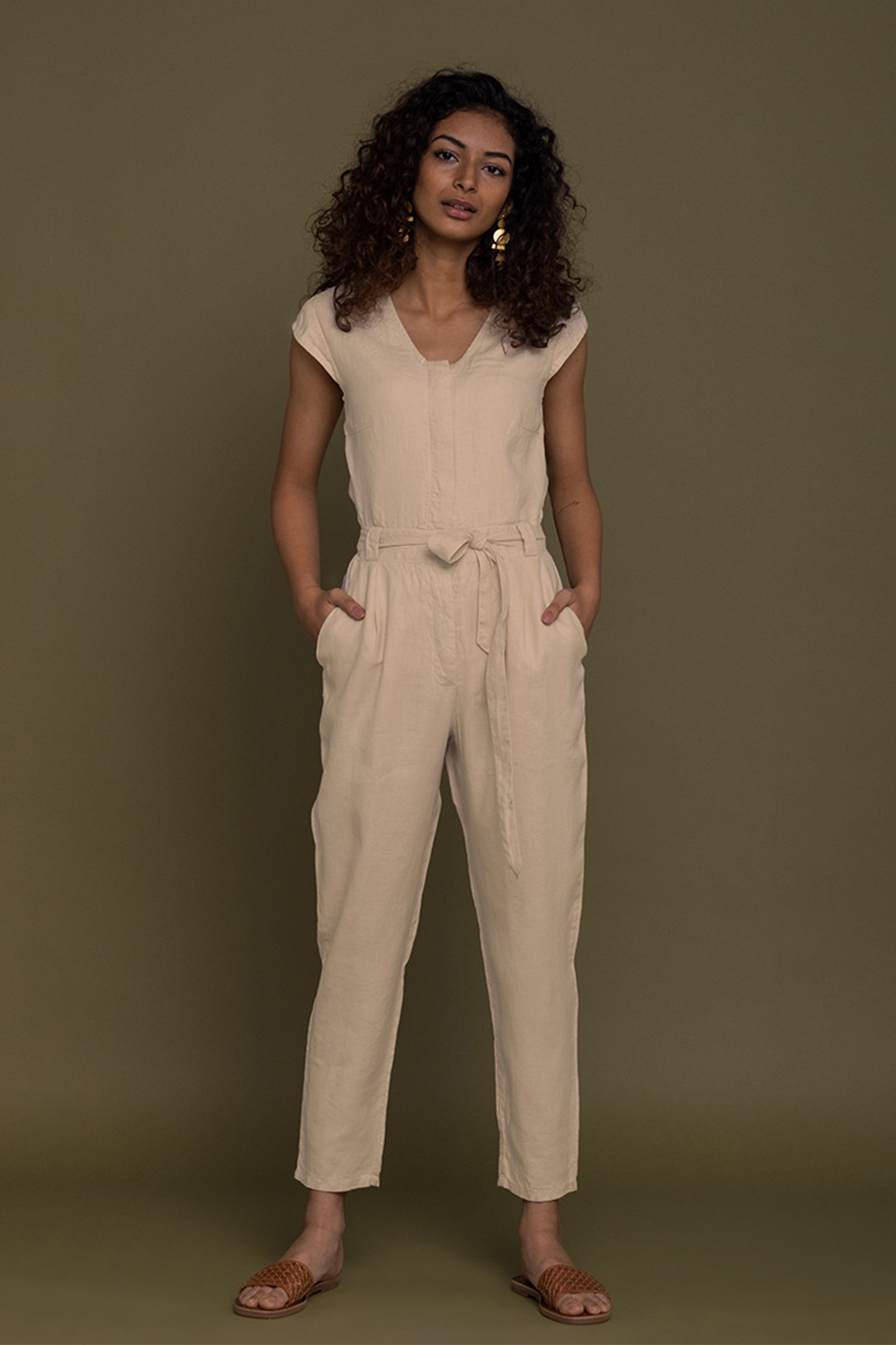 Evening Chai Jumpsuit in Neutral Beige