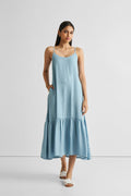 Flowy Maxi Dress in Blue Denim