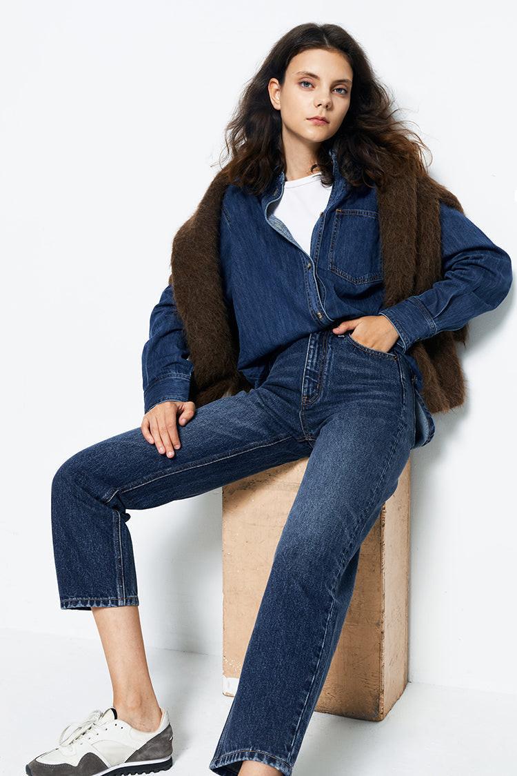 Chelsea High Rise Straight Crop Jeans HJ005