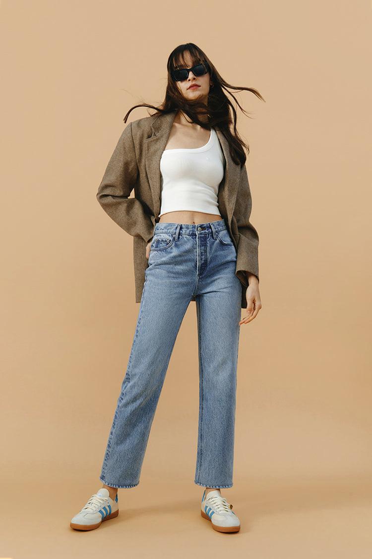 Manhattan High Rise Straight Ankle Jeans HJ160