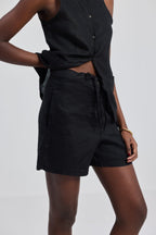 Hemp Vest Jacket Set in Black