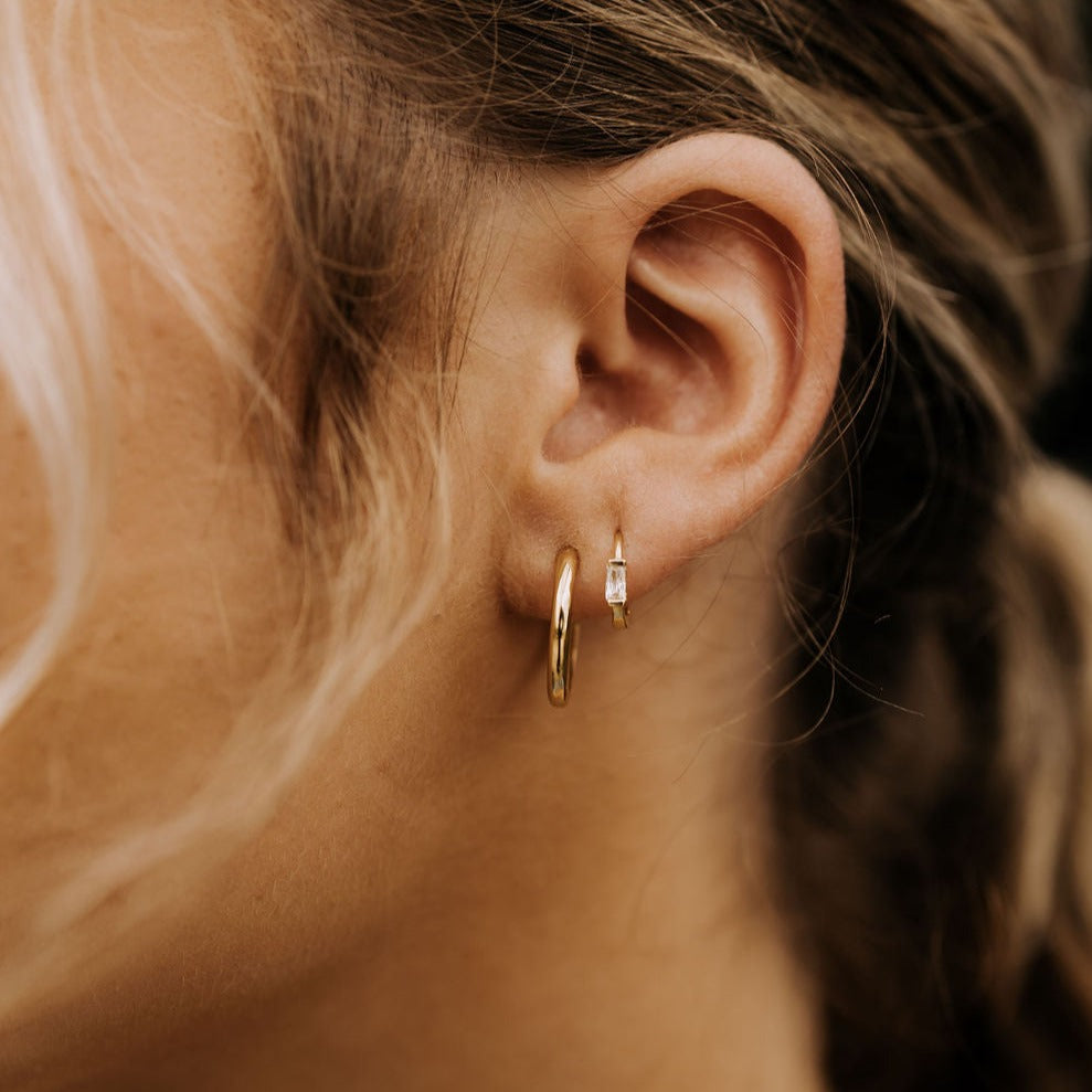 Sophie Baguette Diamond Mini Hoops - elizabeth + Bern