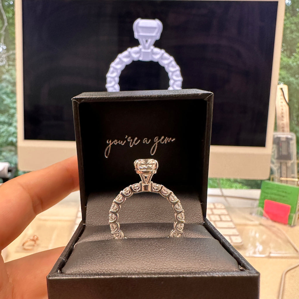 2.5ct Elongated Cushion Cut Eternity Engagement Ring