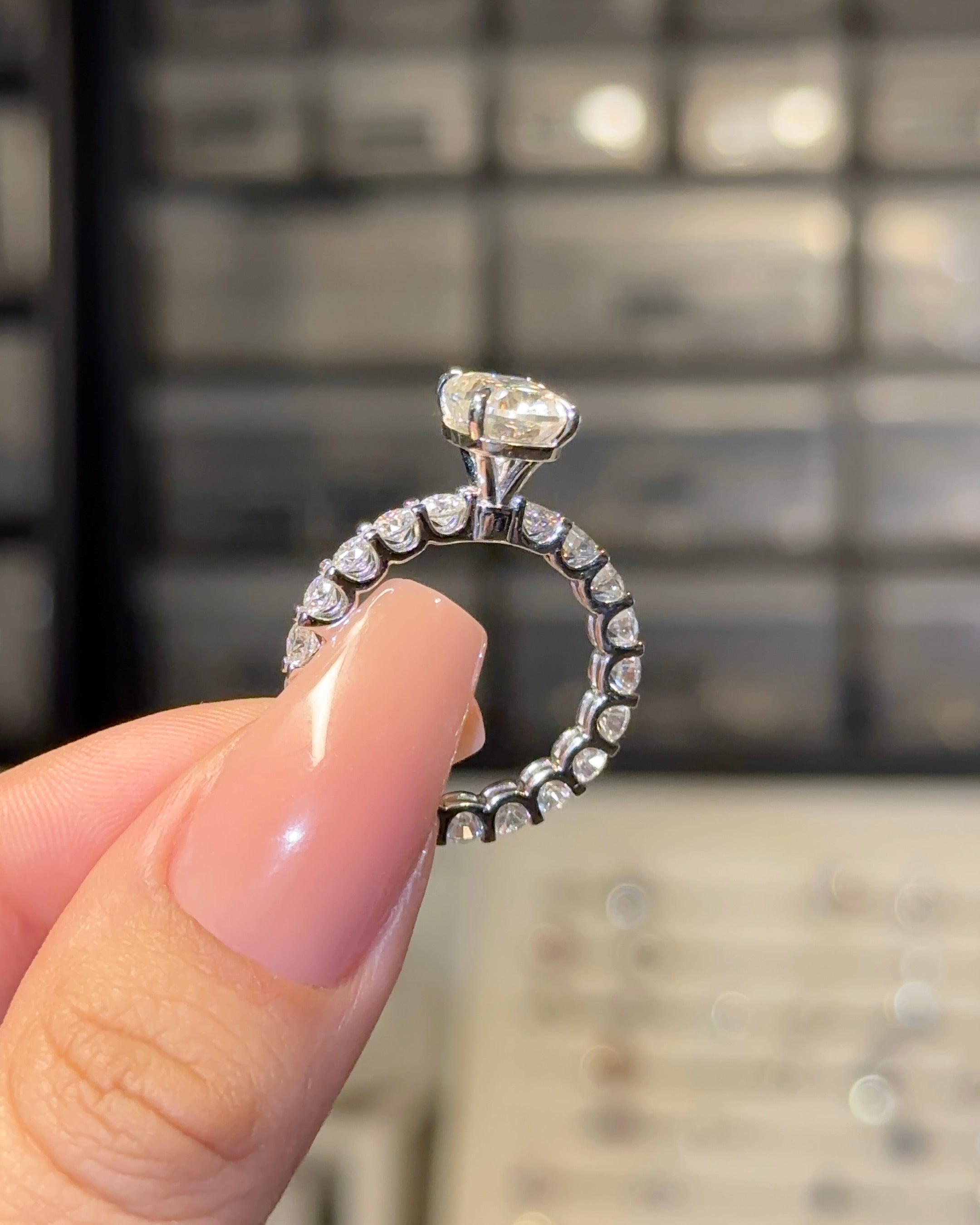 2.5ct Elongated Cushion Cut Eternity Engagement Ring