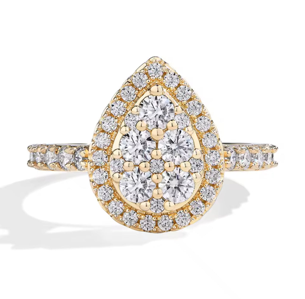 0.60tw Round Cut Cluster Lab Diamond Double Engagement Ring