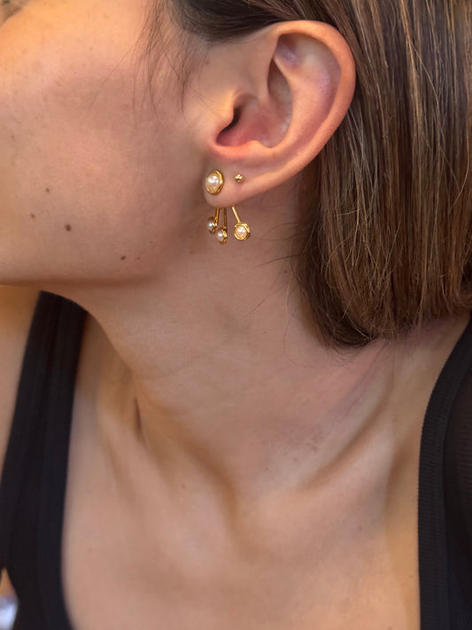 Triple Pearl Duo Studs - elizabeth + Bern