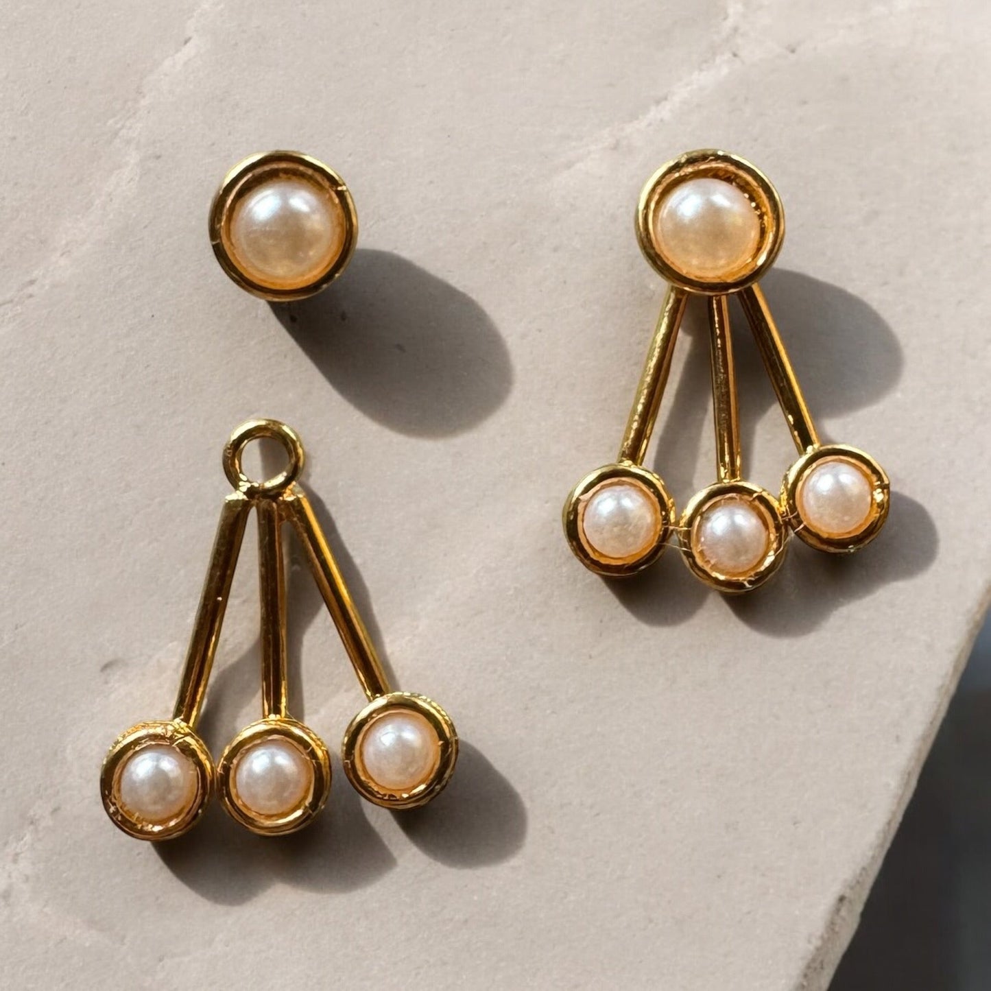 Triple Pearl Duo Studs - elizabeth + Bern