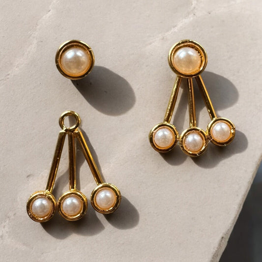 Triple Pearl Duo Studs - elizabeth + Bern