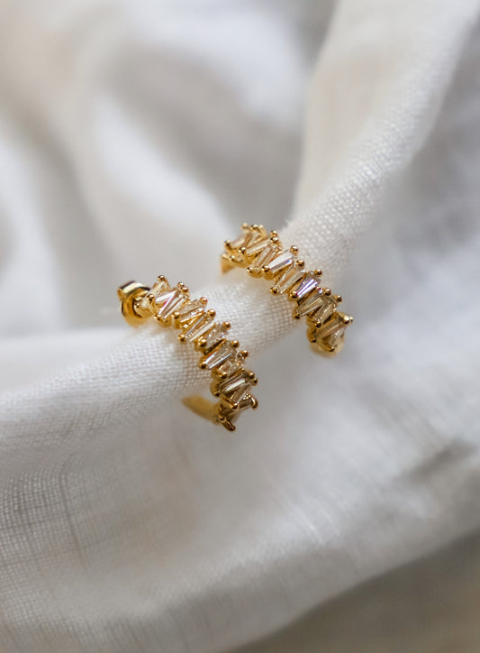 TAPERED BAGUETTE CZ HOOPS - elizabeth + Bern