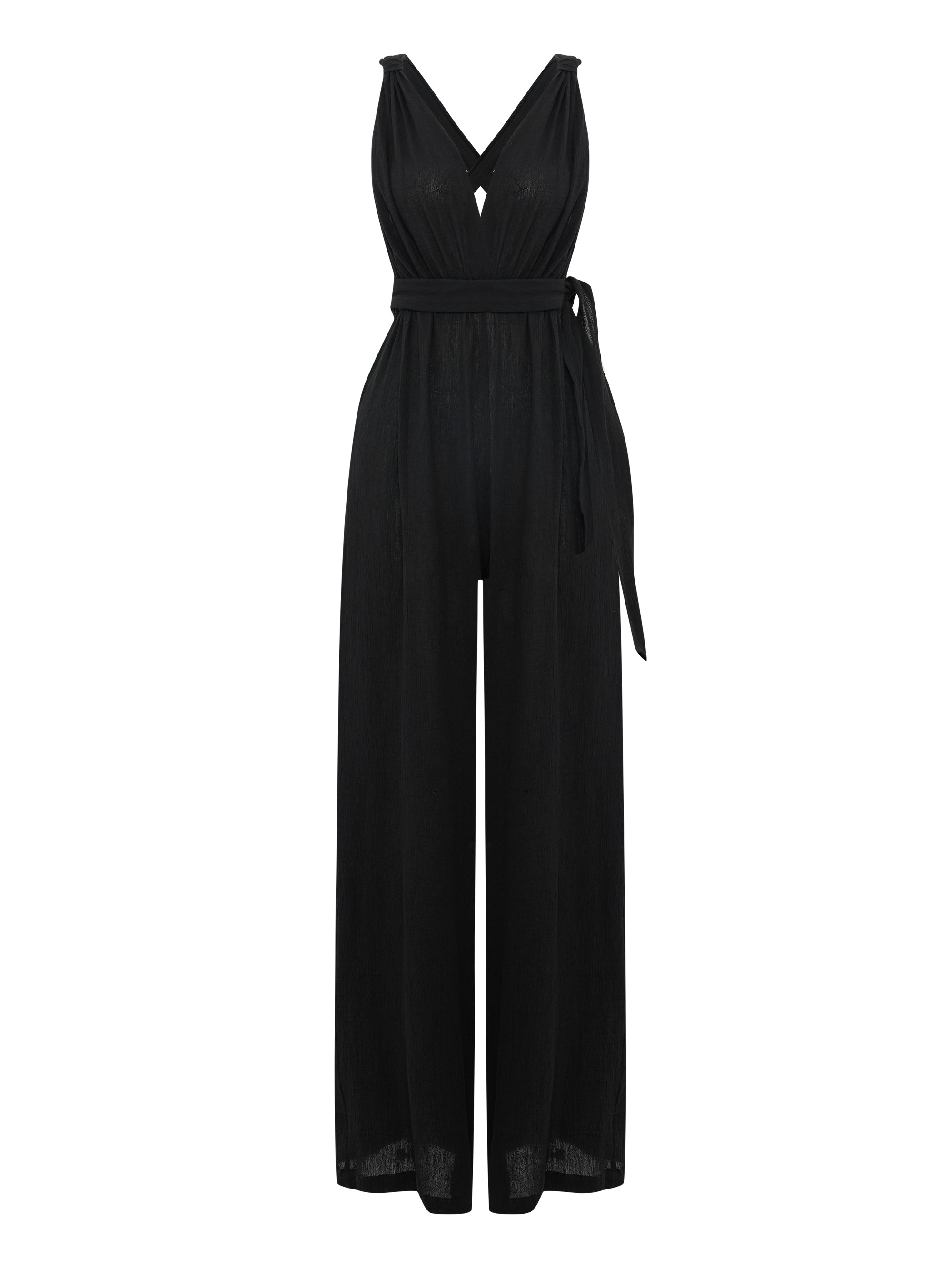 Wrap Your Way Jumpsuit - Black The Handloom elizabeth + Bern