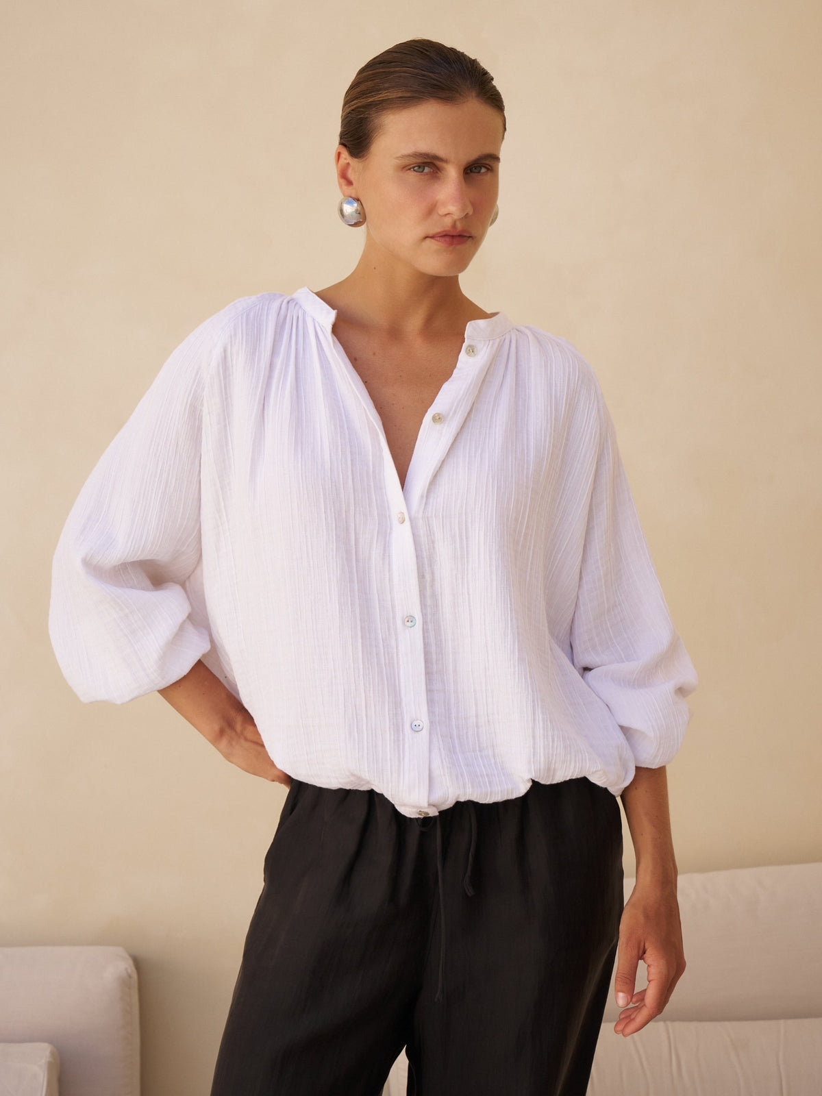 Kaya Buttoned Blouse - White