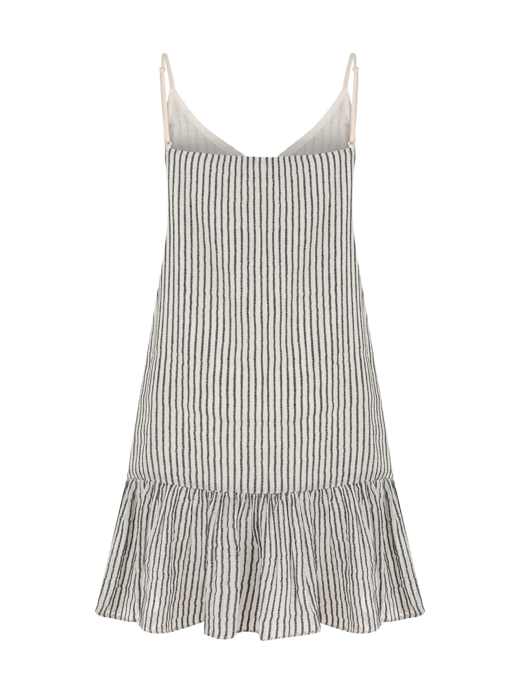 Liv Mini Ruffle Dress - Black Stripes The Handloom elizabeth + Bern