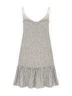 Liv Mini Ruffle Dress - Black Stripes The Handloom elizabeth + Bern