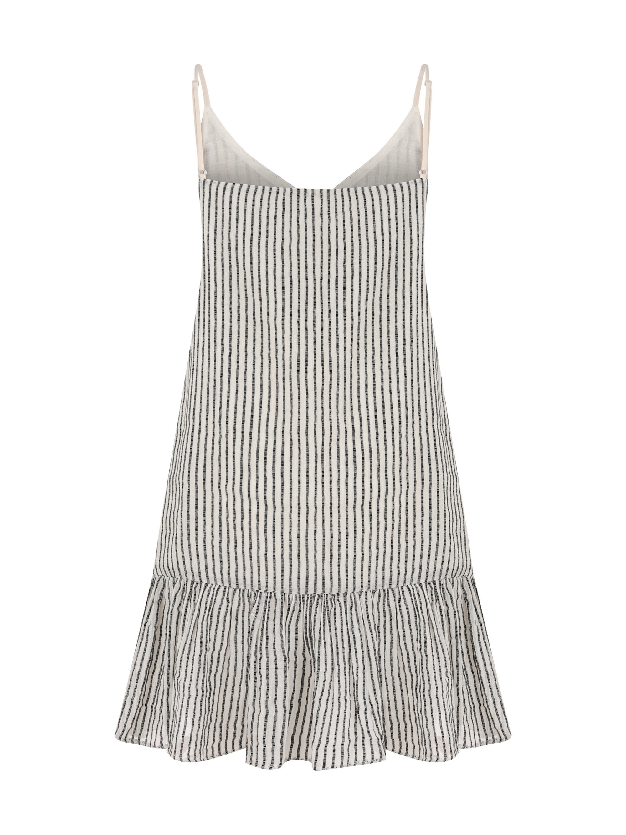 Liv Mini Ruffle Dress - Black Stripes The Handloom elizabeth + Bern