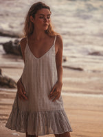 Liv Mini Ruffle Dress - Black Stripes - elizabeth + Bern