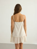 Liv Mini Ruffle Dress - White Stripes The Handloom elizabeth + Bern