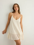 Liv Mini Ruffle Dress - White Stripes The Handloom elizabeth + Bern