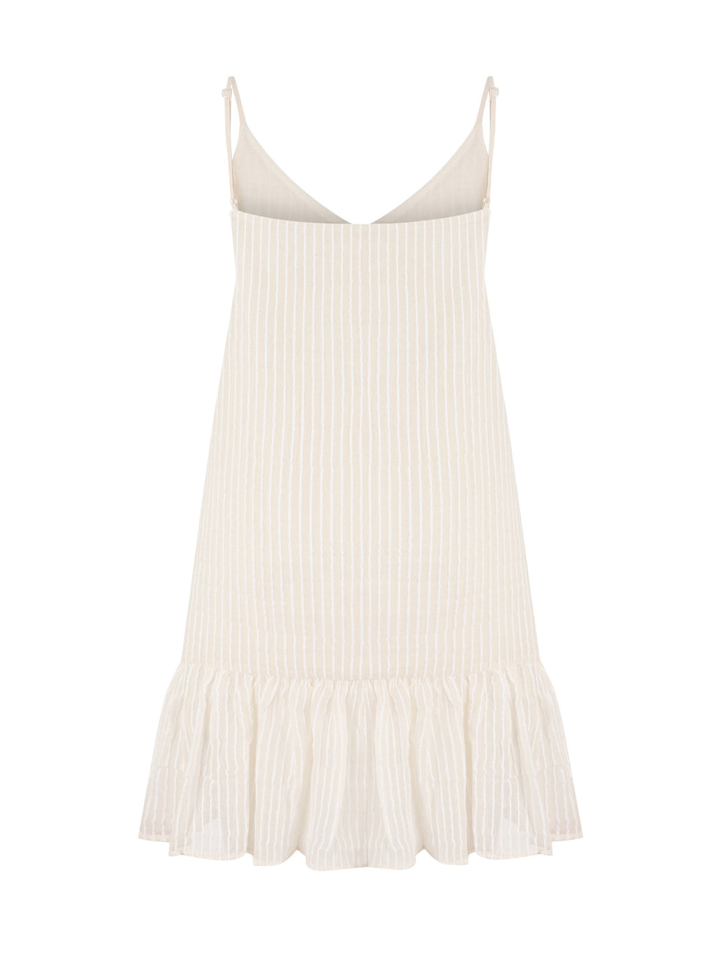 Liv Mini Ruffle Dress - White Stripes The Handloom elizabeth + Bern