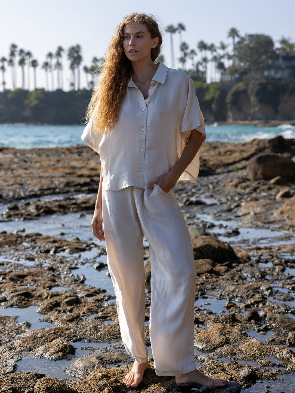 Lucid Flow Tie Pants - Sand