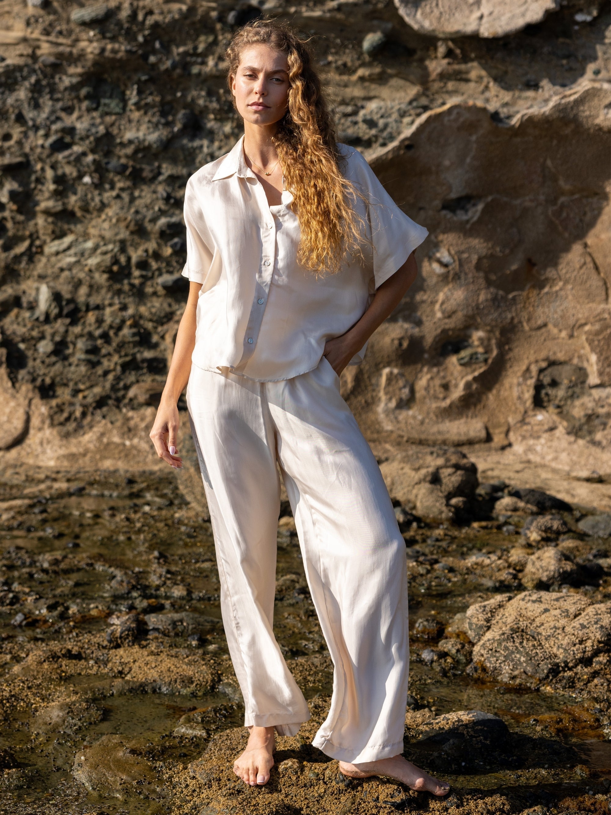 Lucid Flow Tie Pants - Sand