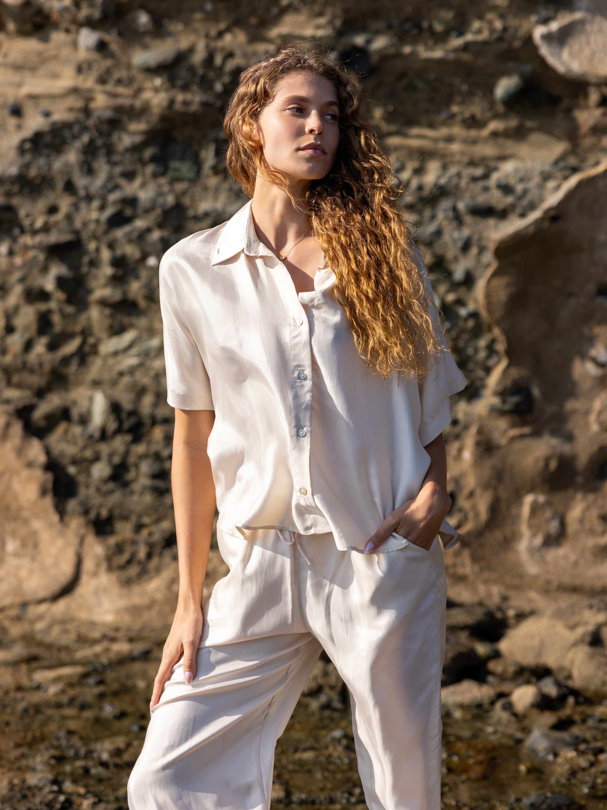 Lucid Flow Tie Pants - Sand