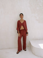 Lucid Flow Tie Pants - Burgundy - elizabeth + Bern