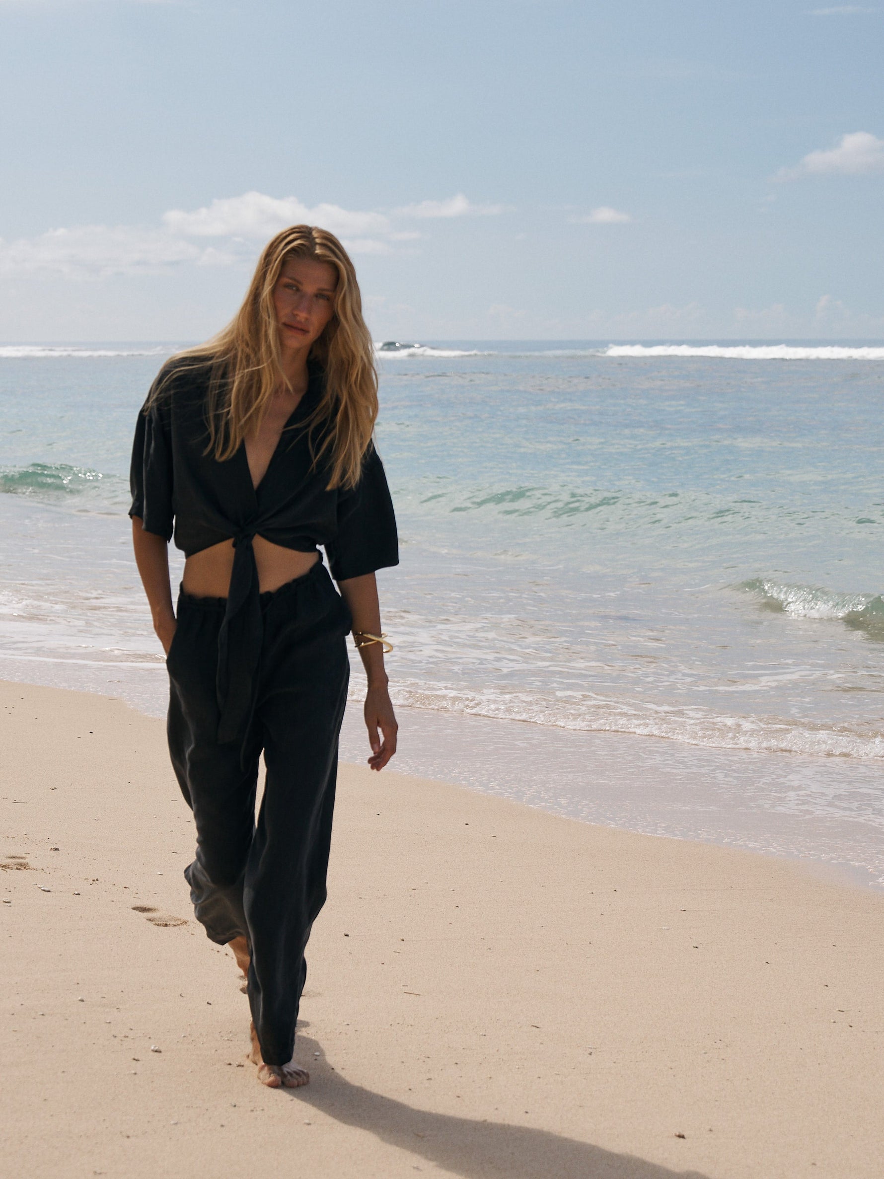 Lucid Flow Tie Pants - Black - elizabeth + Bern