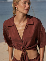 Lucid Tie Shirt - Burgundy - elizabeth + Bern