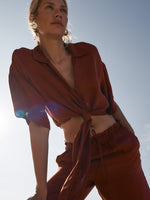 Lucid Flow Tie Pants - Burgundy - elizabeth + Bern