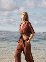 Lucid Flow Tie Pants - Burgundy - elizabeth + Bern