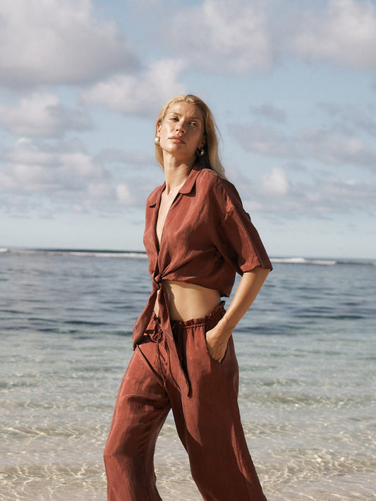 Lucid Tie Shirt - Burgundy - elizabeth + Bern