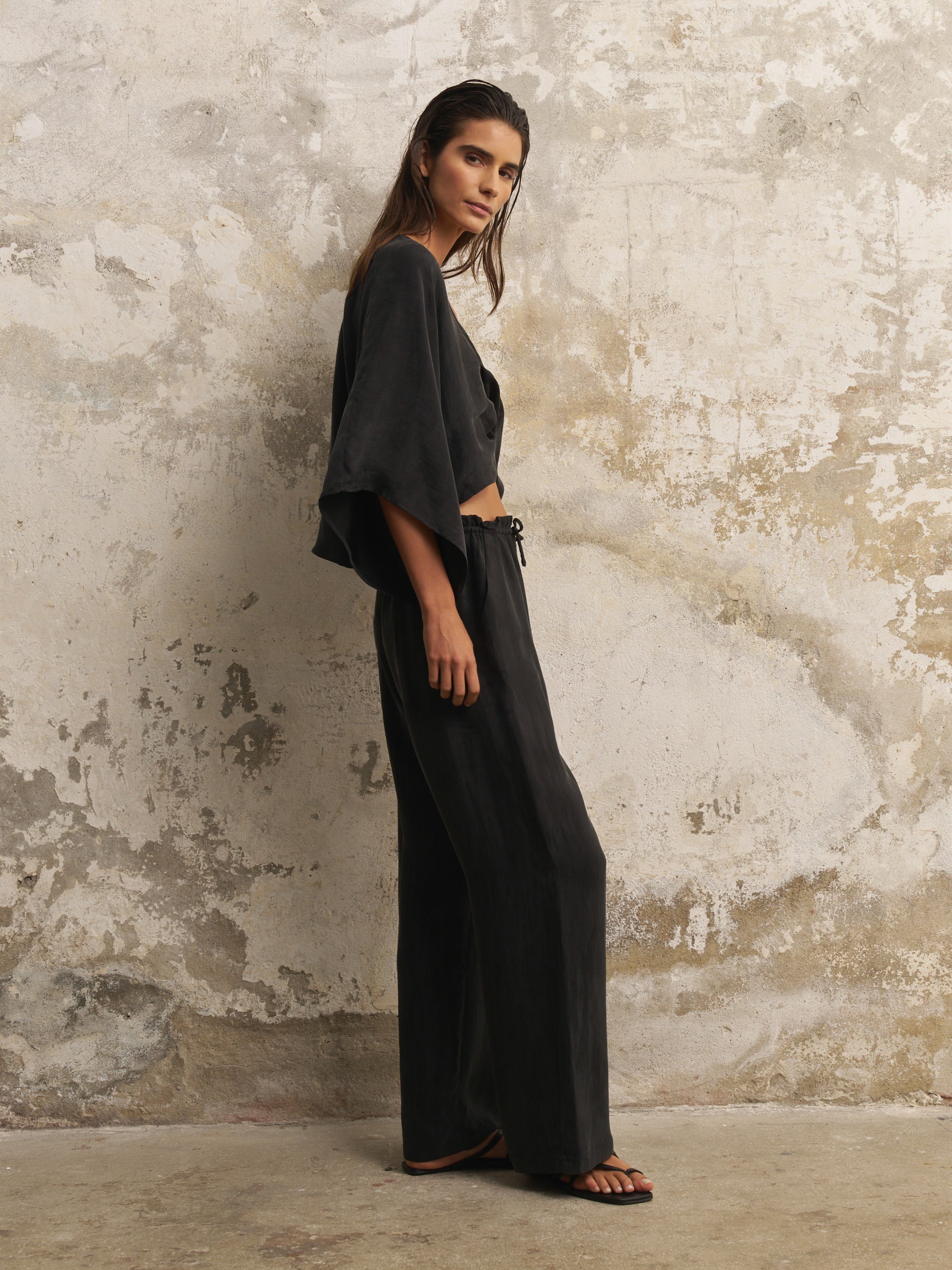 Lucid Flow Tie Pants - Black - elizabeth + Bern