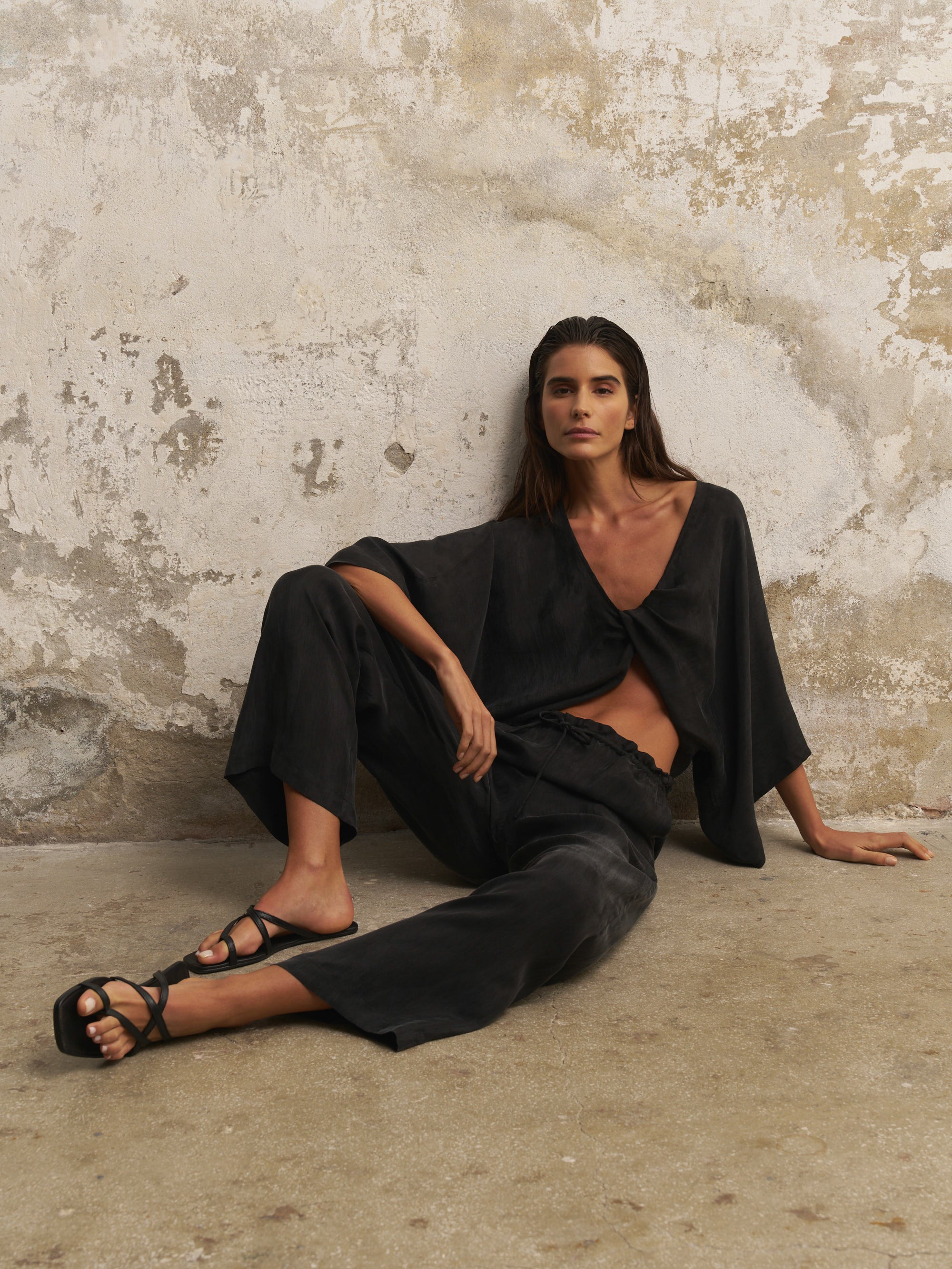 Lucid Flow Tie Pants - Black - elizabeth + Bern