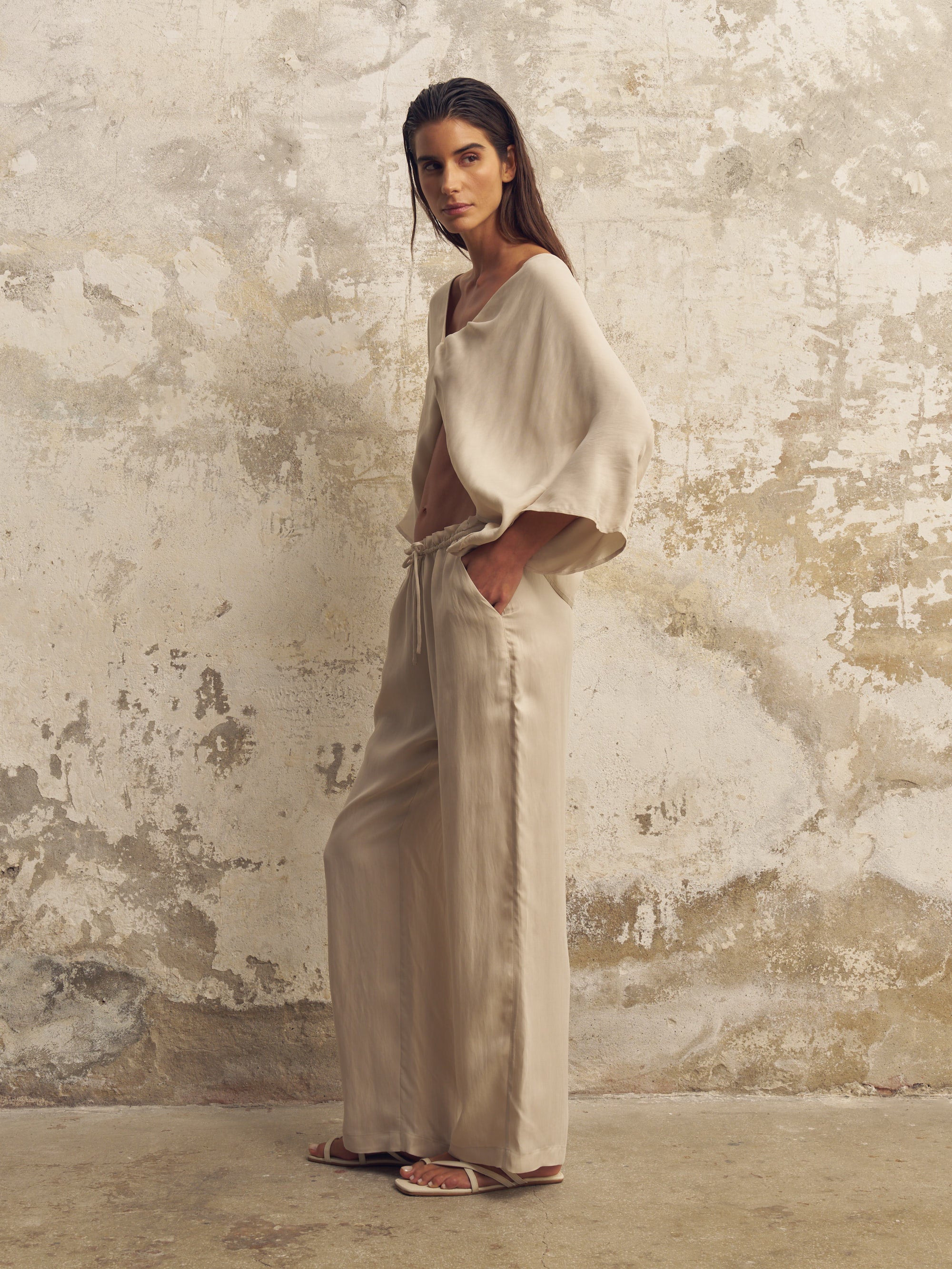 Lucid Flow Tie Pants - Sand