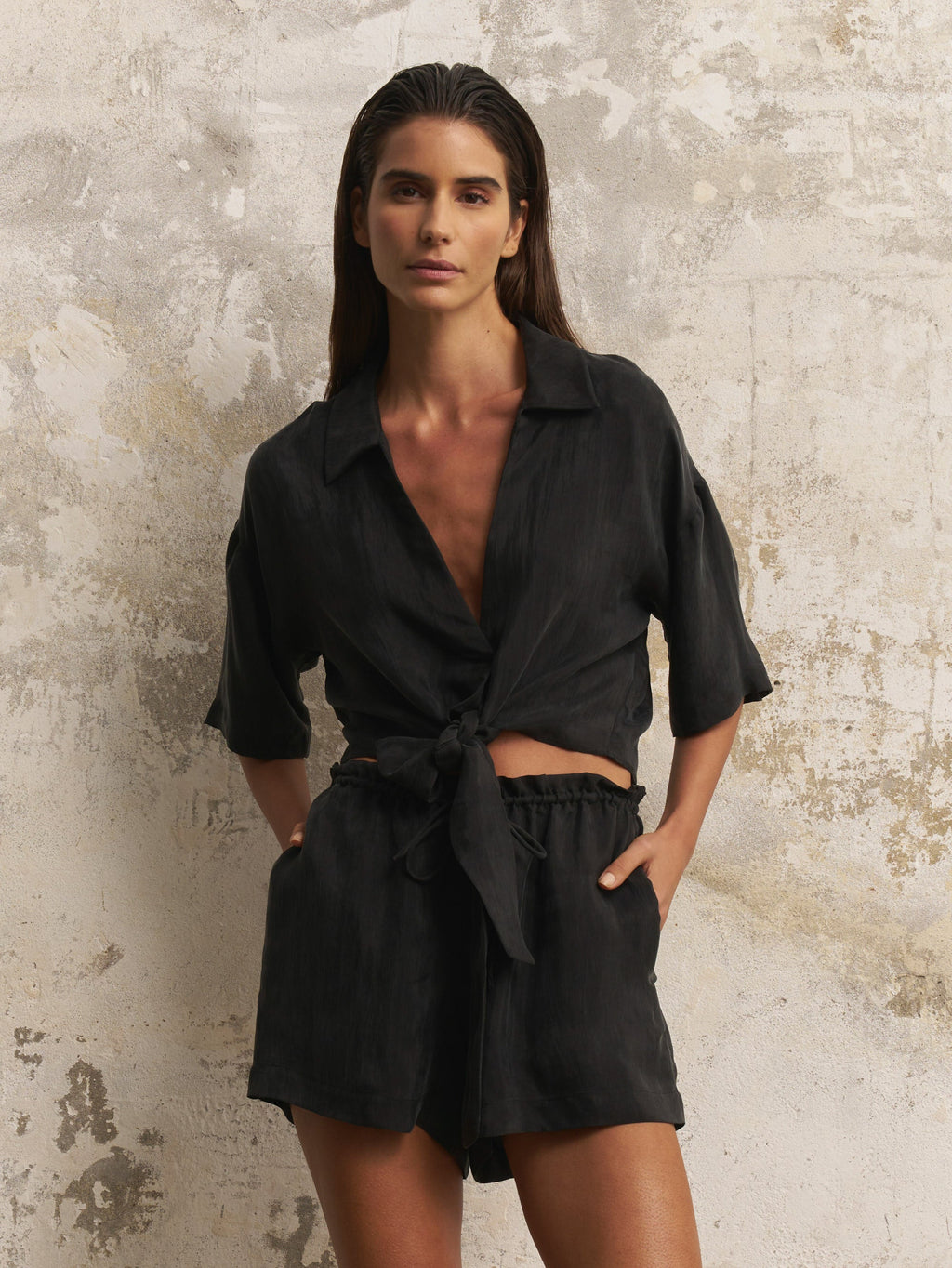 Lucid Flow Tie Shorts - Black - elizabeth + Bern