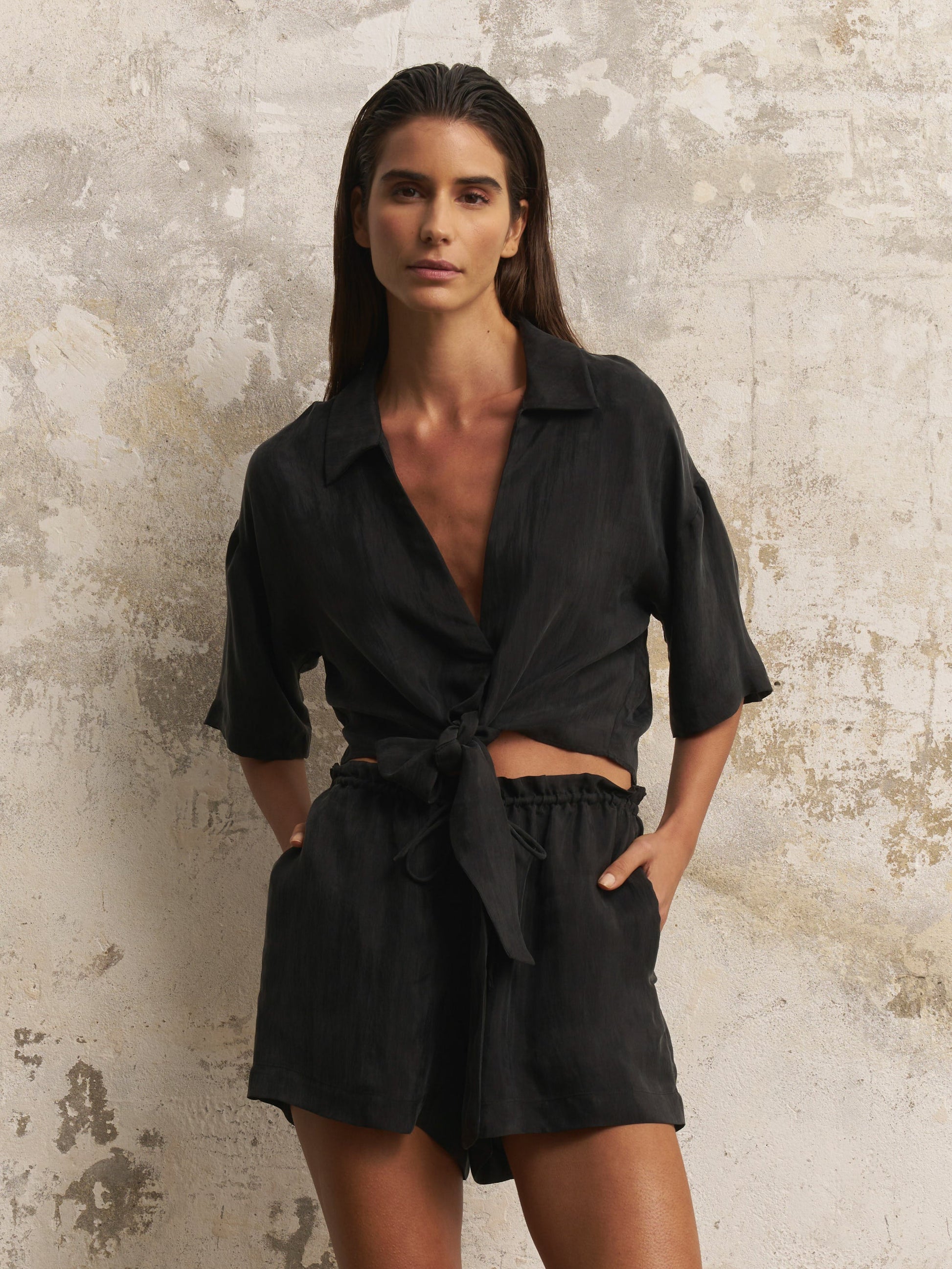 Lucid Flow Tie Shorts - Black - elizabeth + Bern