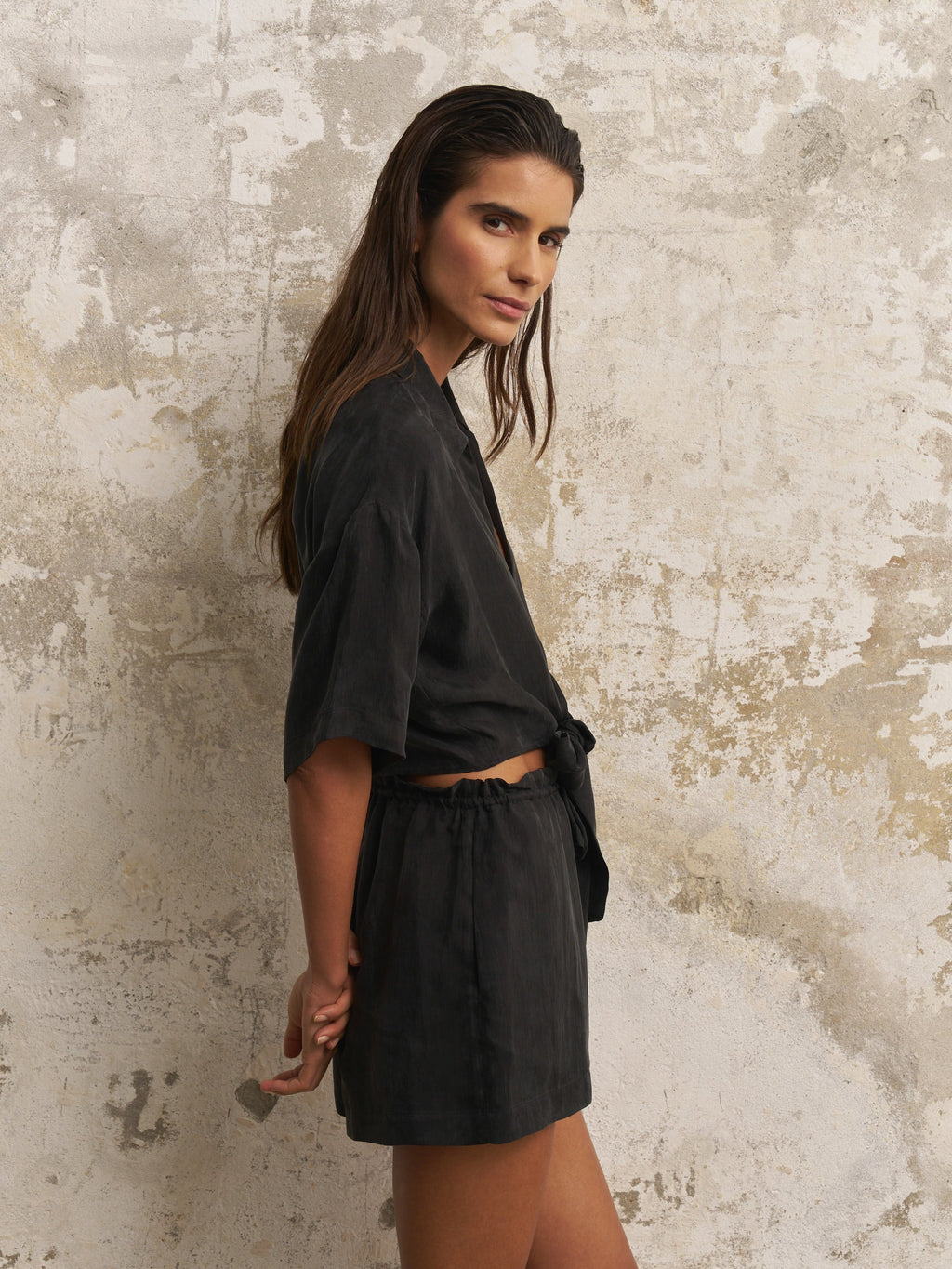 Lucid Flow Tie Shorts - Black - elizabeth + Bern