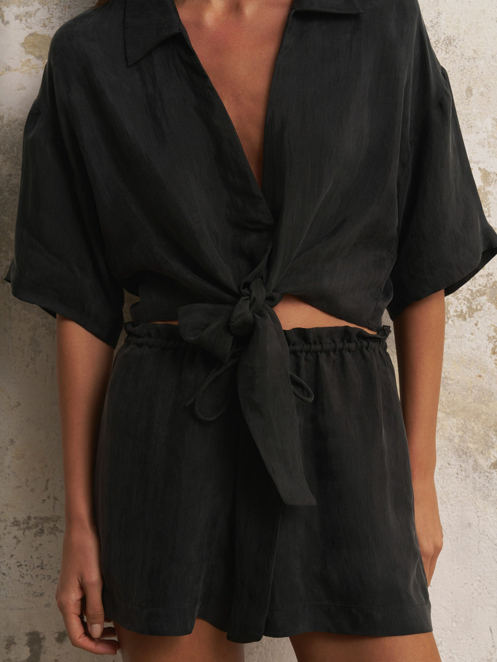 Lucid Flow Tie Shorts - Black - elizabeth + Bern